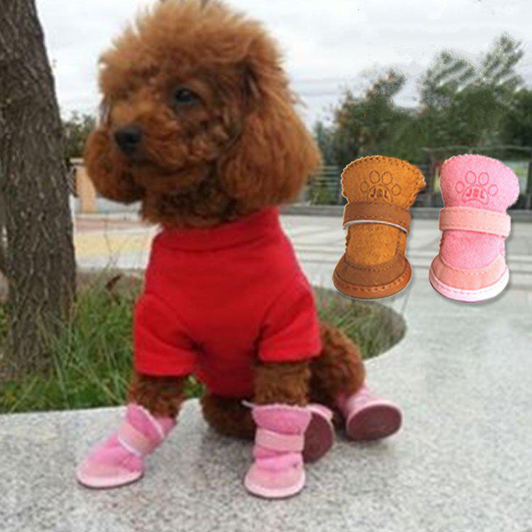 Waterproof Winter Teddy Dog Shoes - Cotton Pet Boots for Autumn & Winter