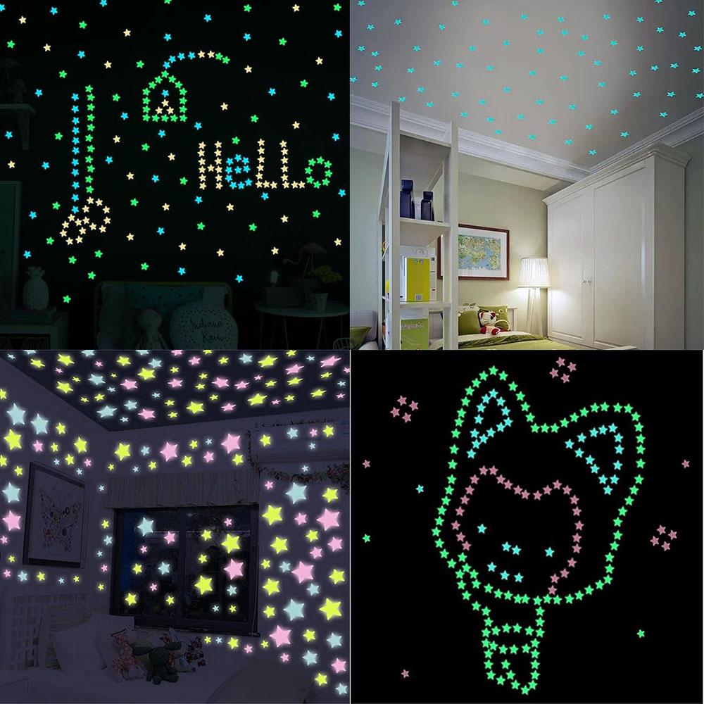 10/25pcs Luminous stars sticker resin material for Ceiling Decorations Wall Stickers Murals Decals Home Art Bedroom Nightstand