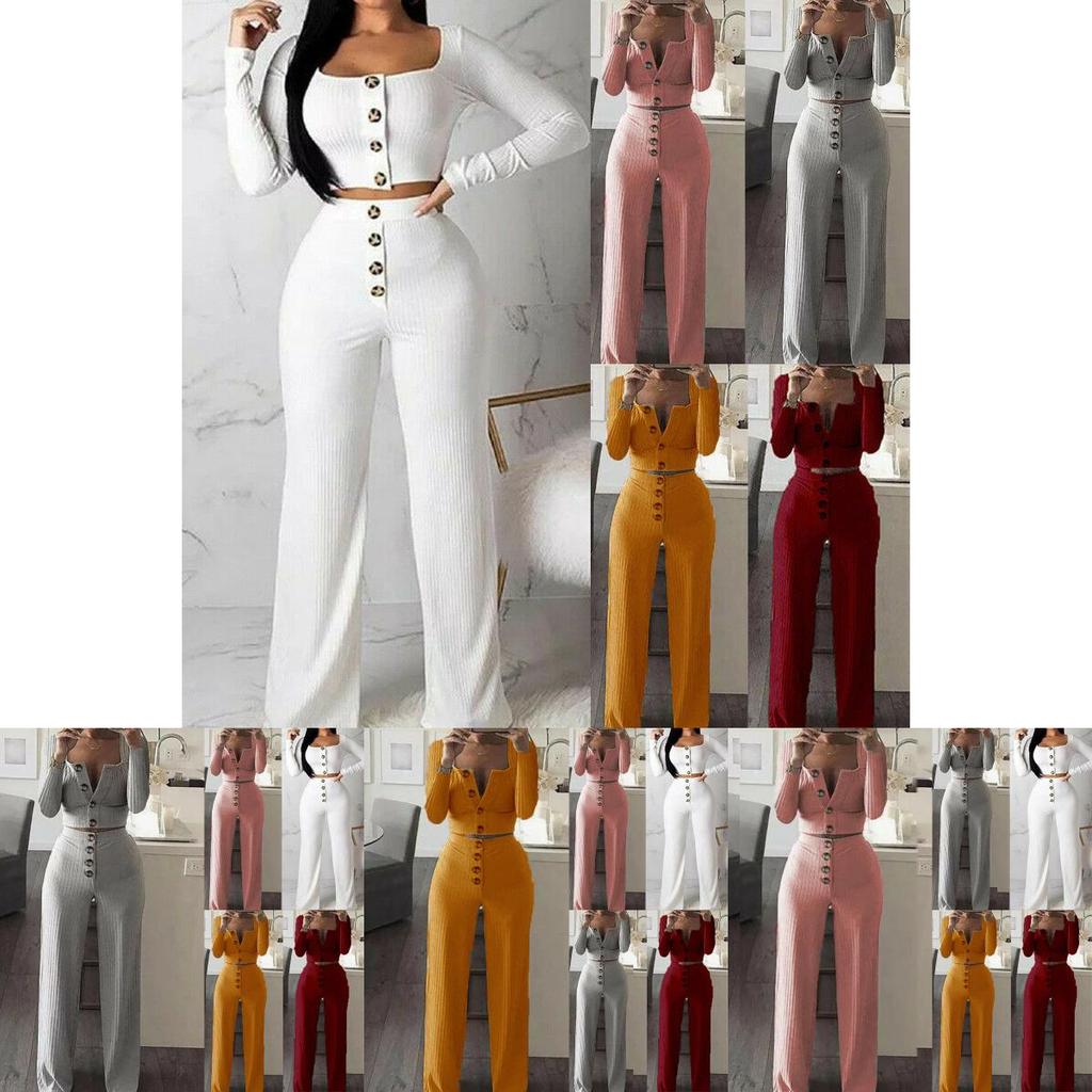 Stylish Women Tracksuit Cropped Top And Pants Set Comfortable Loungewear Collection Size 6-18