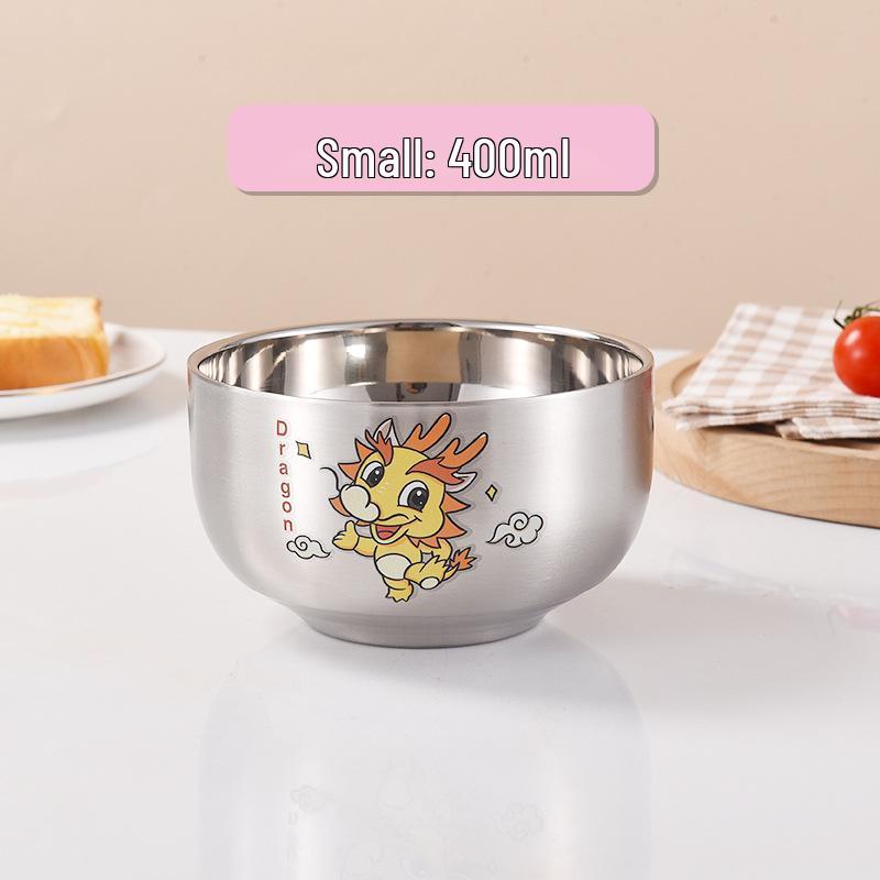 Children's Cartoon Zodiac Insulated Stainless Steel Bowl - Food Grade, Double Layer, Anti-Fall Design
