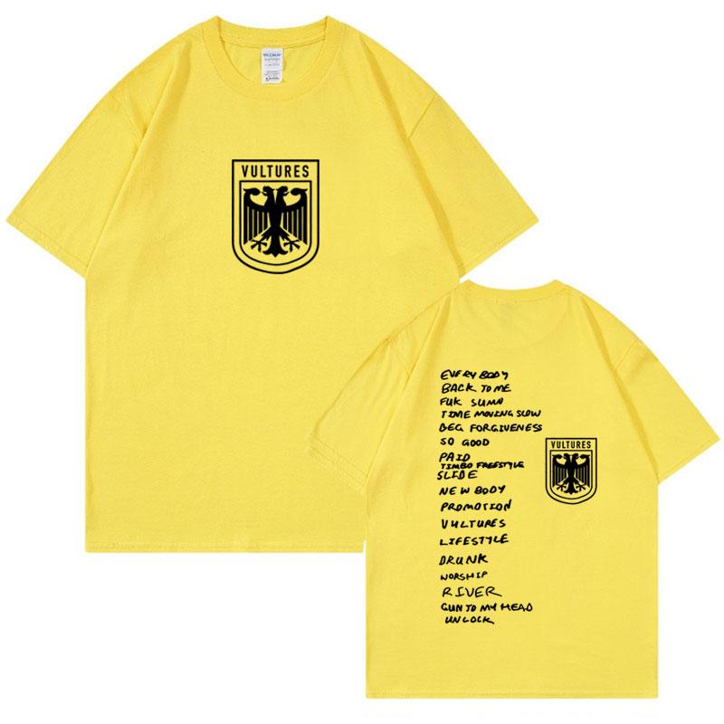 Vultures Kanye West Nowy Album Muzyczny Logo T-Shirt Odzież Męska Hip Hop Punk T-Shirt Unisex Vintage Bawełna Krótki Rękaw T-shirty