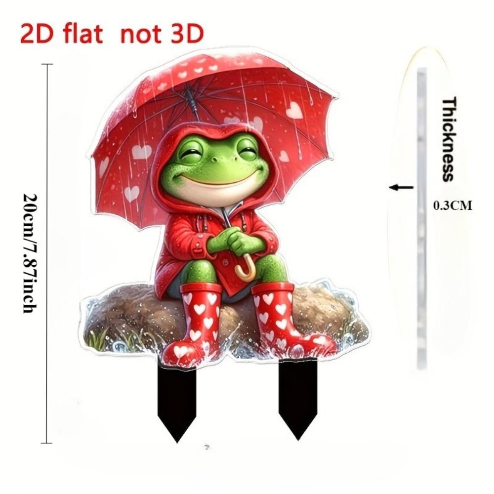 2D Flat, Smiling Frog Is Suitable for Courtyard, Lawn and Gardening/outdoor Accessories/garden Decoration Floor Inserts, Indoor Potted Plants,
