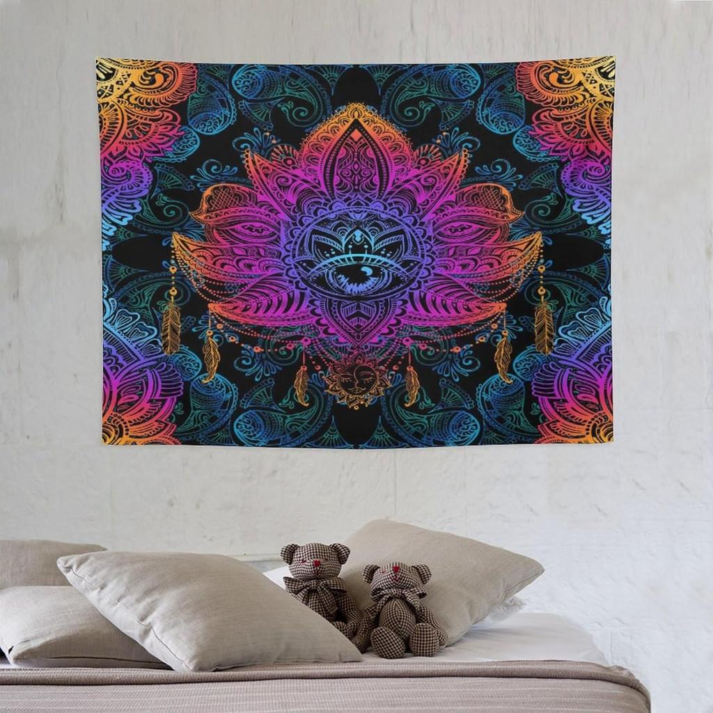 Vintage Bohemian Tapestry Wall Hanging Colorful Mandala Indian Pattern Tapestries Home Decor for Living Room Bedroom Apartment