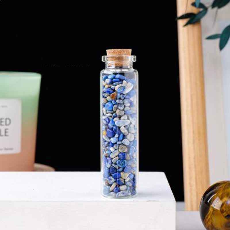 Natürliche Kristall Wunschflasche Heimdekoration Mineralchips Quarzstein Chakra Edelstein Glücksbringende Treibglasflasche Geburtstagsgeschenke