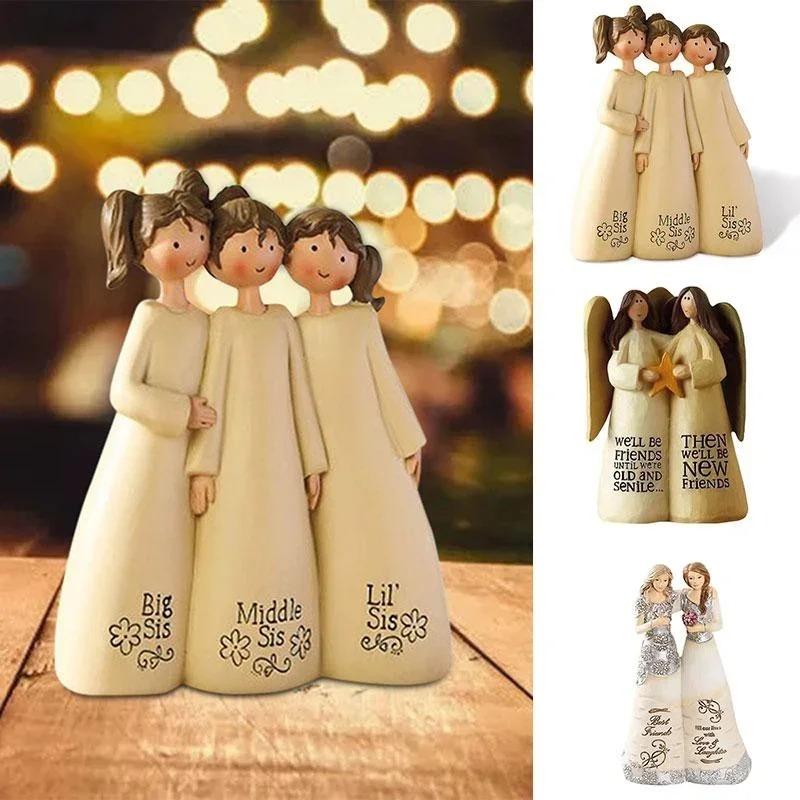 Figurine Celebrating Friendship Room Home Decor Resin Angel Statue Sister Friend Decoration Valentines Day Gift