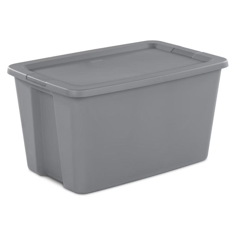 30 Gallon Extra-Large Storage Bin, Durable Plastic Storage Container with Snap-On Lid, Gray 1