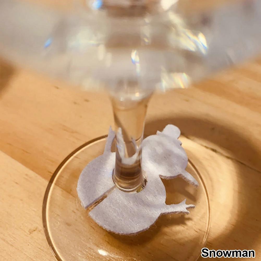 10pcs Felt Wine Cup Glass Ring Card Christmas Home Decoration Table Xmas New Year Eve Party Decoration Supplies Navidad Noel