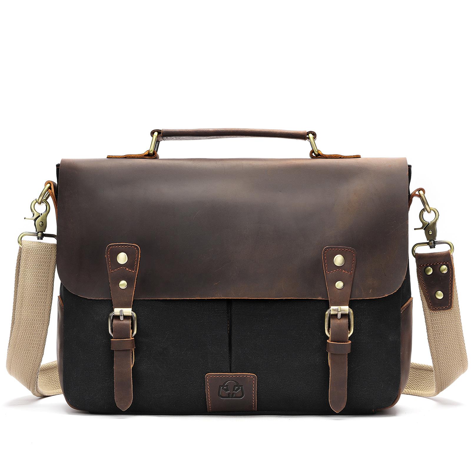 Мужской портфель Crazy Horse кожаный портфель ретро мужская сумка Head Layer коровья кожа диагональный крест компьютерная сумка чёрный