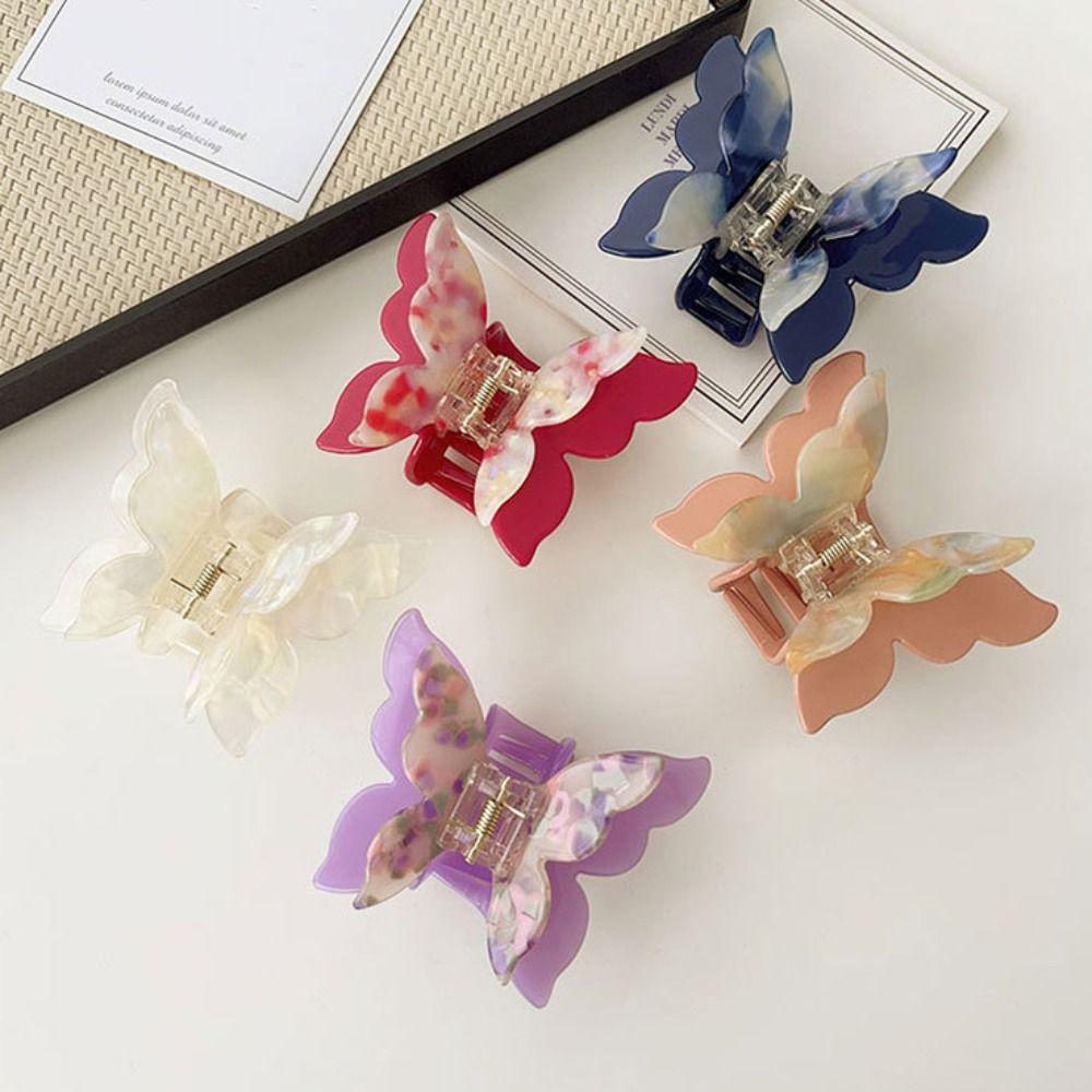 

Acetate Butterfly Hair Crab Clip Double Layer Sweet Shark Clip French Acetic Acid Hair Claw Party оранжевый