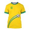 Brasilianisches Fußball-T-Shirt für Kinder, 3D Rundhals-Shirt, mit brasilianischer Flagge bedrucktes Mode-Freizeit-Schnelltrocknendes Sportbekleidungsstück