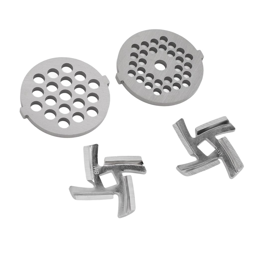 Stainless Steel Meat Grinder Plate Discs Grinding Blades for Food Grinder Attachment 2 Sharp Blades 2 Cutting Plates