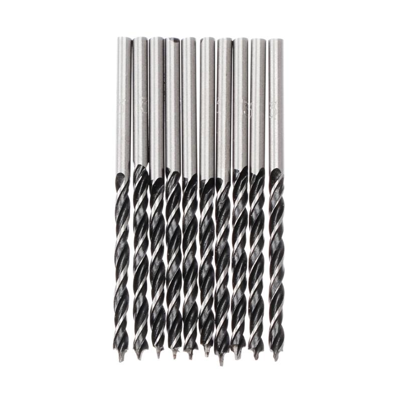 10Pcs High Carbon Steel Woodworking Twist Drill Bit Wood Drills with Center Point 3mm Diameter For Woodworking