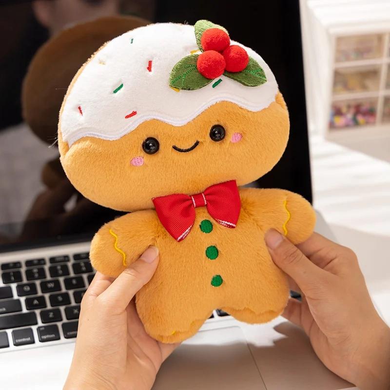 25cm Kawaii Biscuit Men Plush Doll Pendant Warm Happy Christmas Toy Home Decor Christmas Gift for Boys and Girls