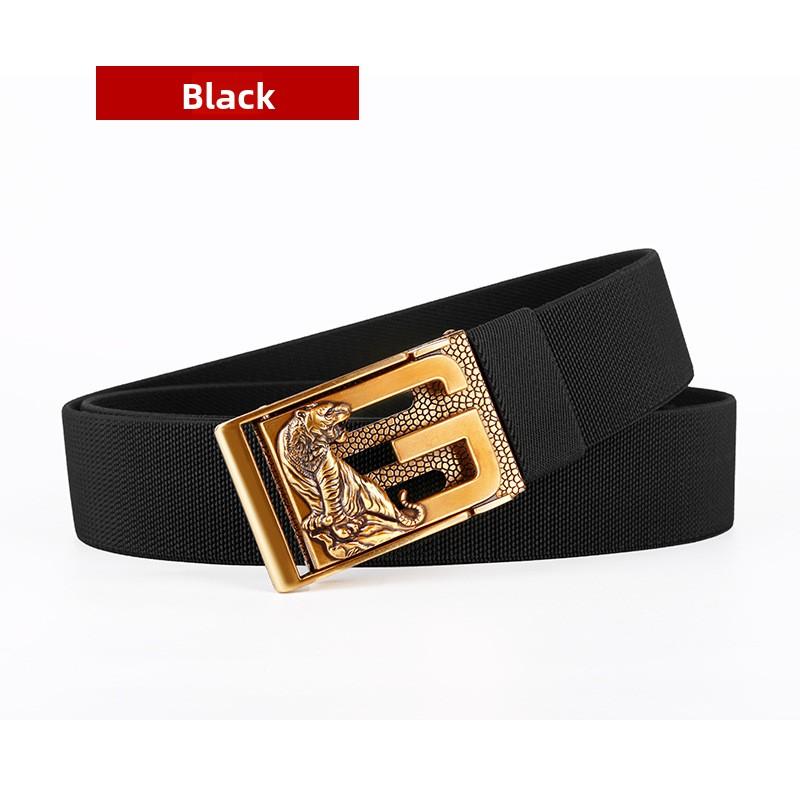 Gugeti Woven Men's Zodiac Automatic Buckle Belt, Fashionable High-end Elastic Canvas Universal Light Luxury