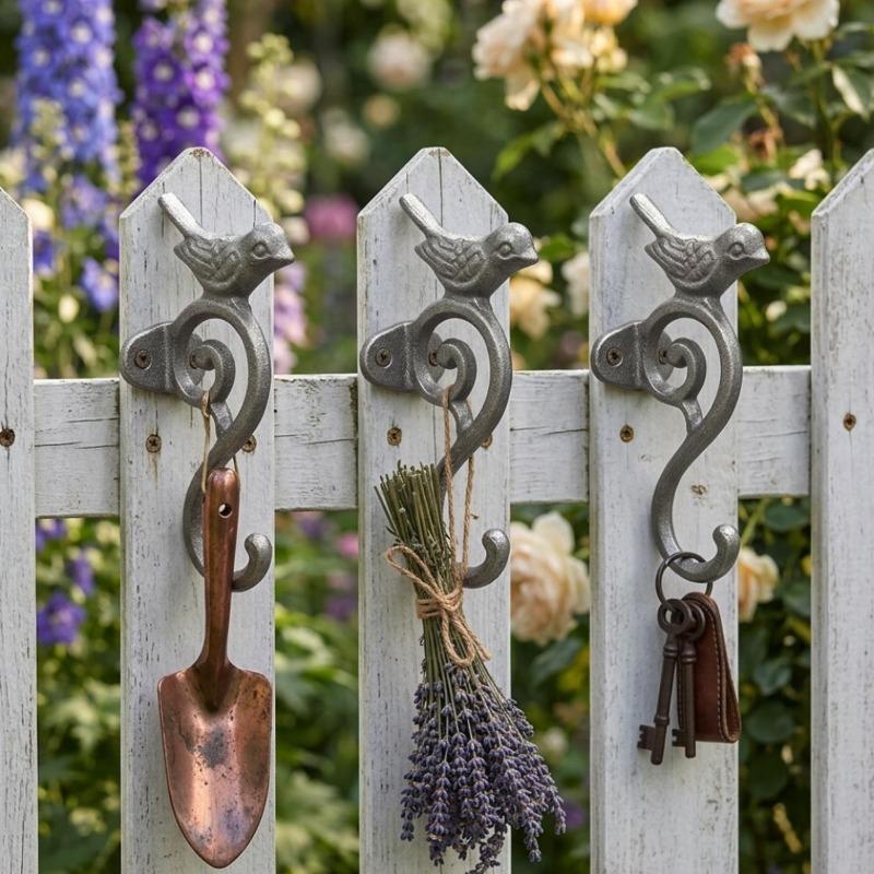 Vintage Cast Iron Bird S-Hook Heavy Duty Wall Hook for Hanging Coats Bags Keys Rustic Garden Patio Decor Vintage Coat Hanger