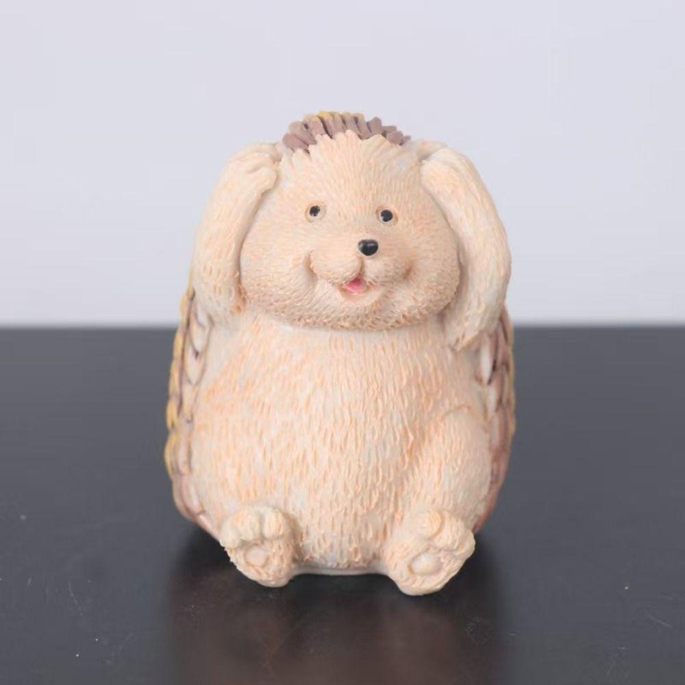 3pcs Cute Hedgehog Statue Cartoon Miniatures Figurine Animal Sculpture  Garden