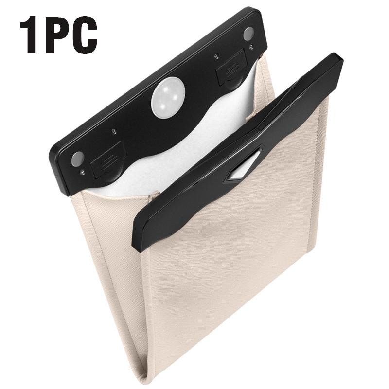 Car With LED Light Suspension Leather Folding Storage BagGarbage Bag Waterproof Magnetic Adsorption Car Rear Seat Garbage Bag