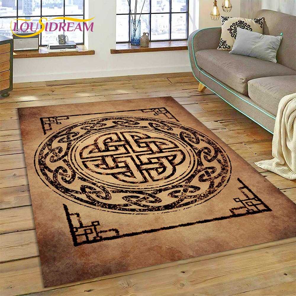 Viking Odin Valhalla Nordic Mythology Symbols Carpet Rug for Home Living Room Bedroom Sofa Doormat Decor,kids Non-slip Floor Mat