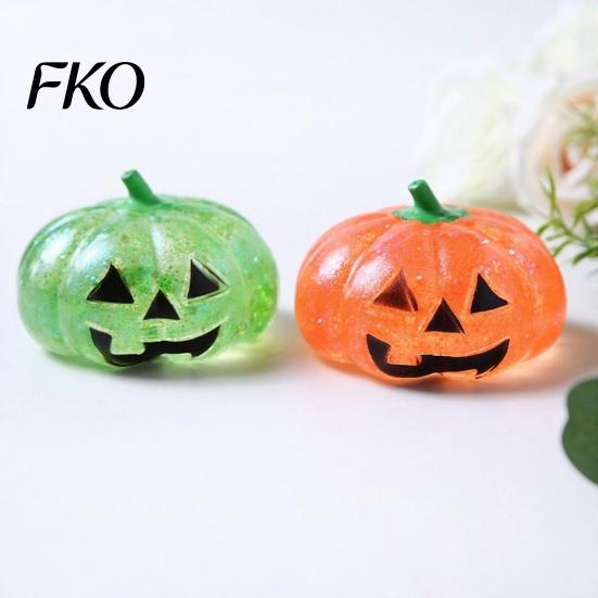 Měkké dýňové mačkací hračky 1/4 ks Halloweenská hračka na uvolnění stresu, Usměvavá hlava, Party drobnosti, Průhledná třpytivá hračka na kancelářský stůl pro zmírnění úzkosti, Pomalý odraz