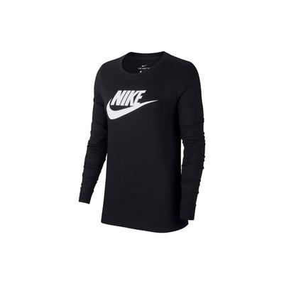 Αθλητικό T-shirt με Κλασικό Λογότυπο, Στρογγυλή Λαιμόκοψη, Μακριά Μανίκια, Γυναικείο Top, Μαύρο BV6172-010