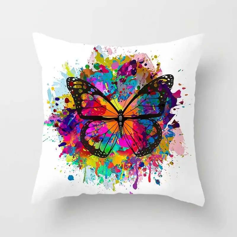 Office Living Room Home Pillowcase Watercolor Butterfly Pattern Pillowcase Car Ornaments