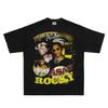 ASAP Rocky Rap Rocky Hip Hop T-Shirt American Rap Short Sleeve Print Loose Small Neckline Tee Men and Women