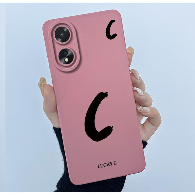 Case For Oppo A18 A38 A58 A78 4G Cover Camera Protection Cute Letter Liquid Silicone Soft Back Covers For Oppo A 38 A 18 Housing