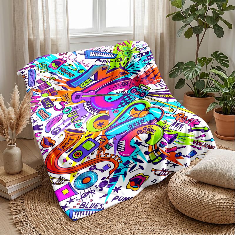 Music Dreams in Space Theme blanket Lightweight Warm Flannel Blanket Decorative Throw Blanket for Home Decoration