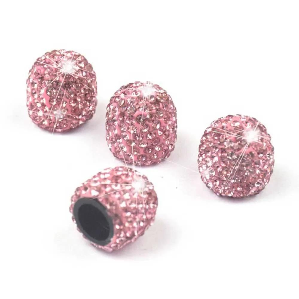 4pcs Pink Car Tire Air Sealing Cap Anti-rust Dust-Proof Valve-Cap Fits For Automobiles And Motorcycles Universal Wear Parts Valve Stems 1