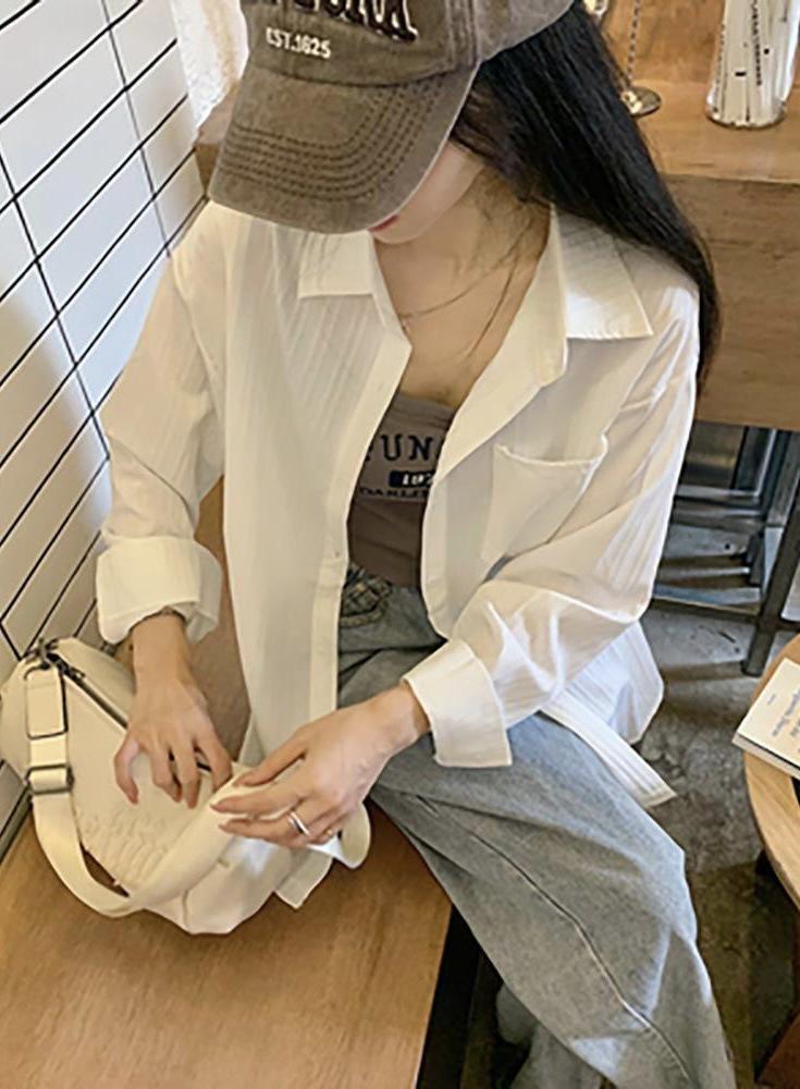 Plaid shirt women's spring and autumn new design sense niche outer wear sunscreen shirt high sense long sleeve top coat