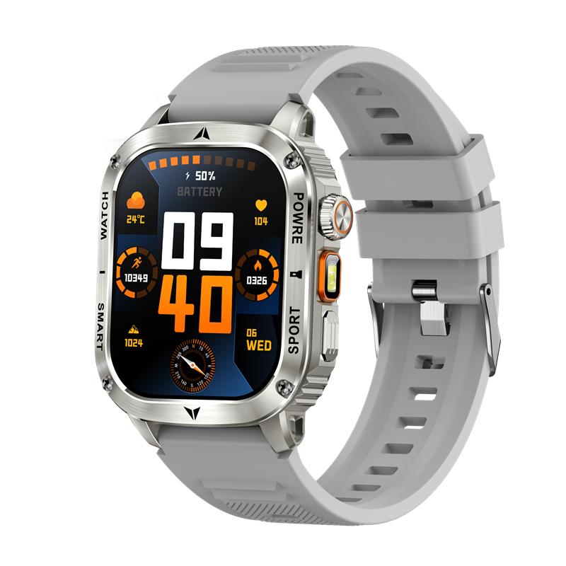 AK80 Smart Watch 2.01inch Large Screen LED Flashlight BT Calling Men Outdoor Sports Fitness Tracker Health Monitoring Smartwatch