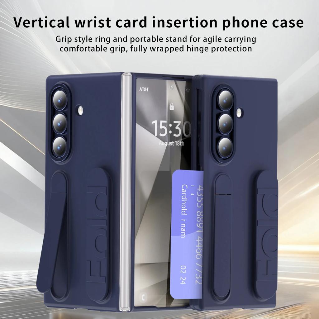 Vertical Wristband Card Slot Kickstand Case for Samsung Z Fold7 5G Invisible Bracket Wrist Stand for Galaxy Z Fold 7 6 5 4 Cover