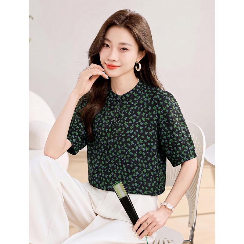 Oudifu Women s Floral Short Sleeve Blouse XL