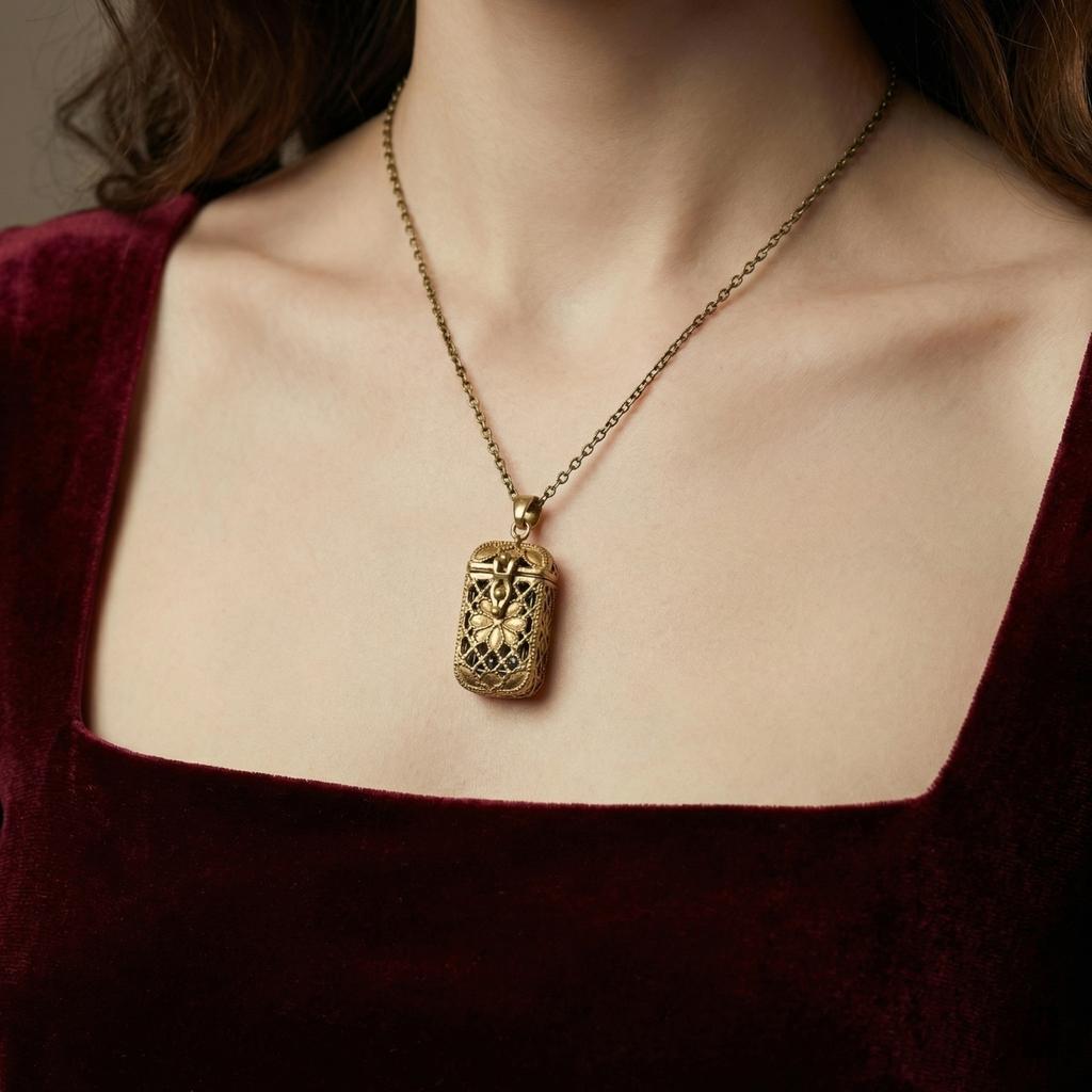 Kleine Tarotkarten-Anhänger-Halskette mit aufwendigem Cutout-Design und detailliertem Symbol-Anhänger an Kette für Damen und Sammler