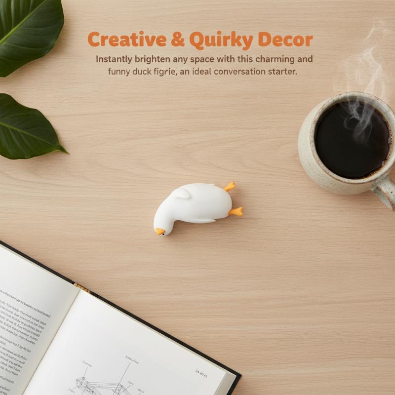 Cute Duck Decorative Bookend Non-Slip Resin Book Holder for Kids Room Bookshelf Birthday Gift for Students Book Lovers