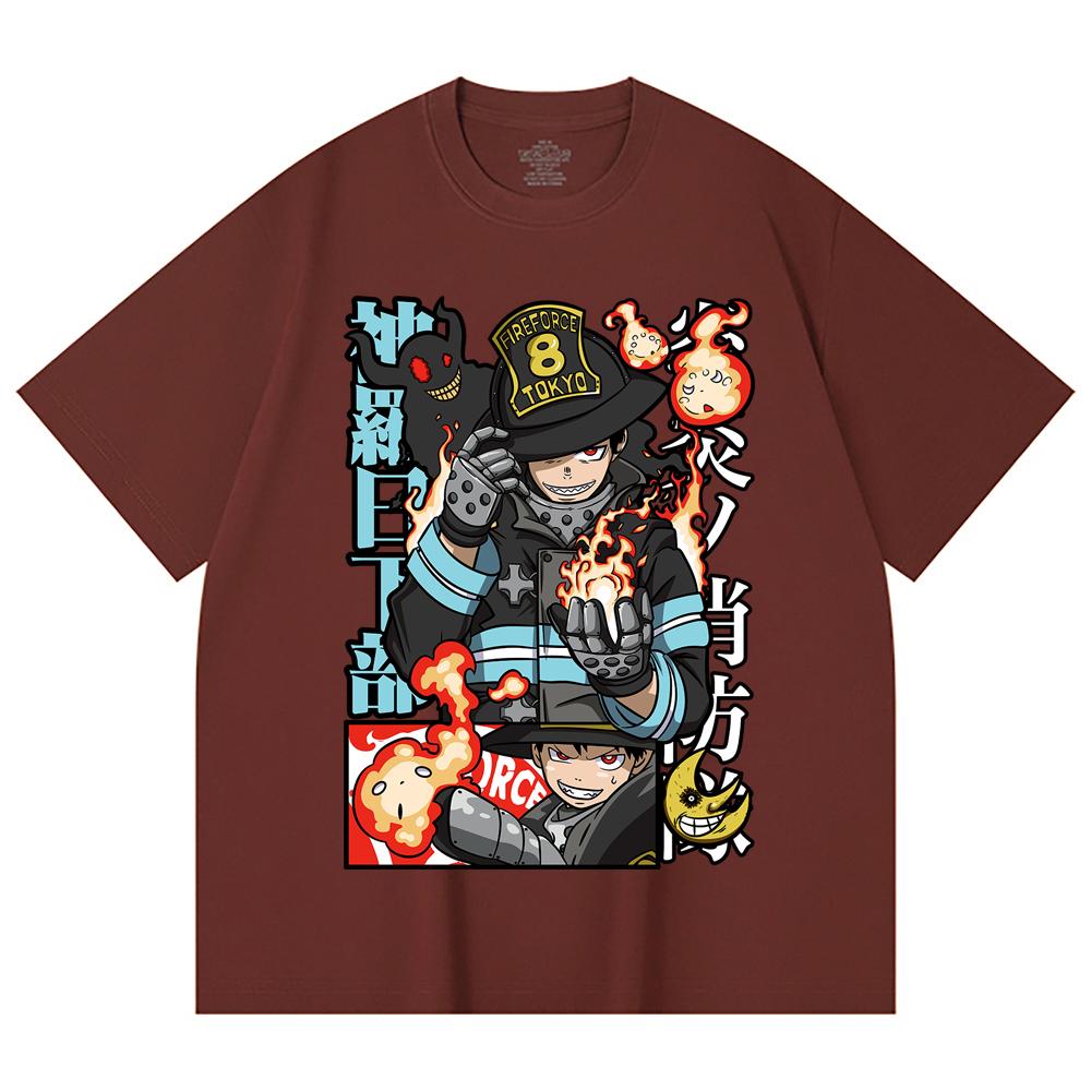 230 Gsm 100% Cotton Fire Force V2 Print Unisex Heavy Cotton T Shirt