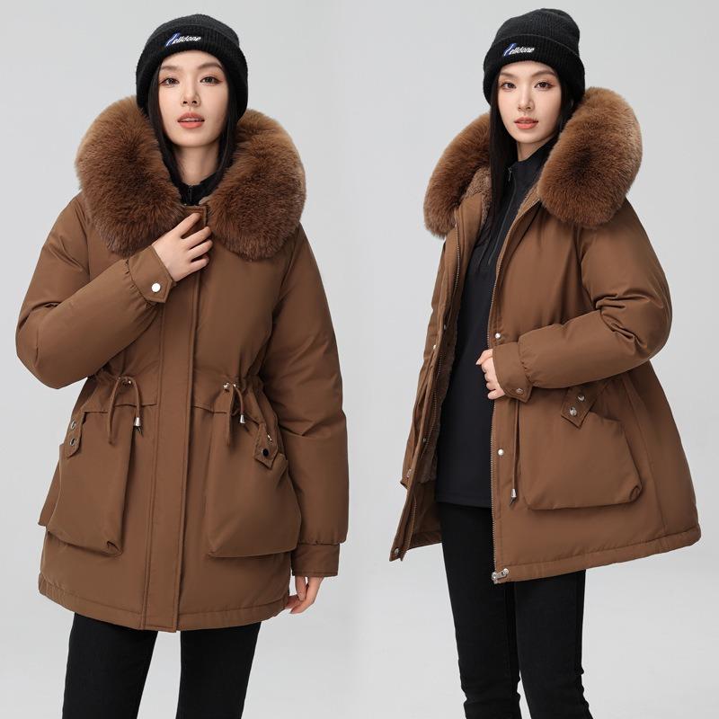 New Down Cotton-padded Jacket Women's Loose Temperament Cotton-padded Jacket with Down Liner Large Size Pie Overcome Jacket Cotton-padded Jacket
