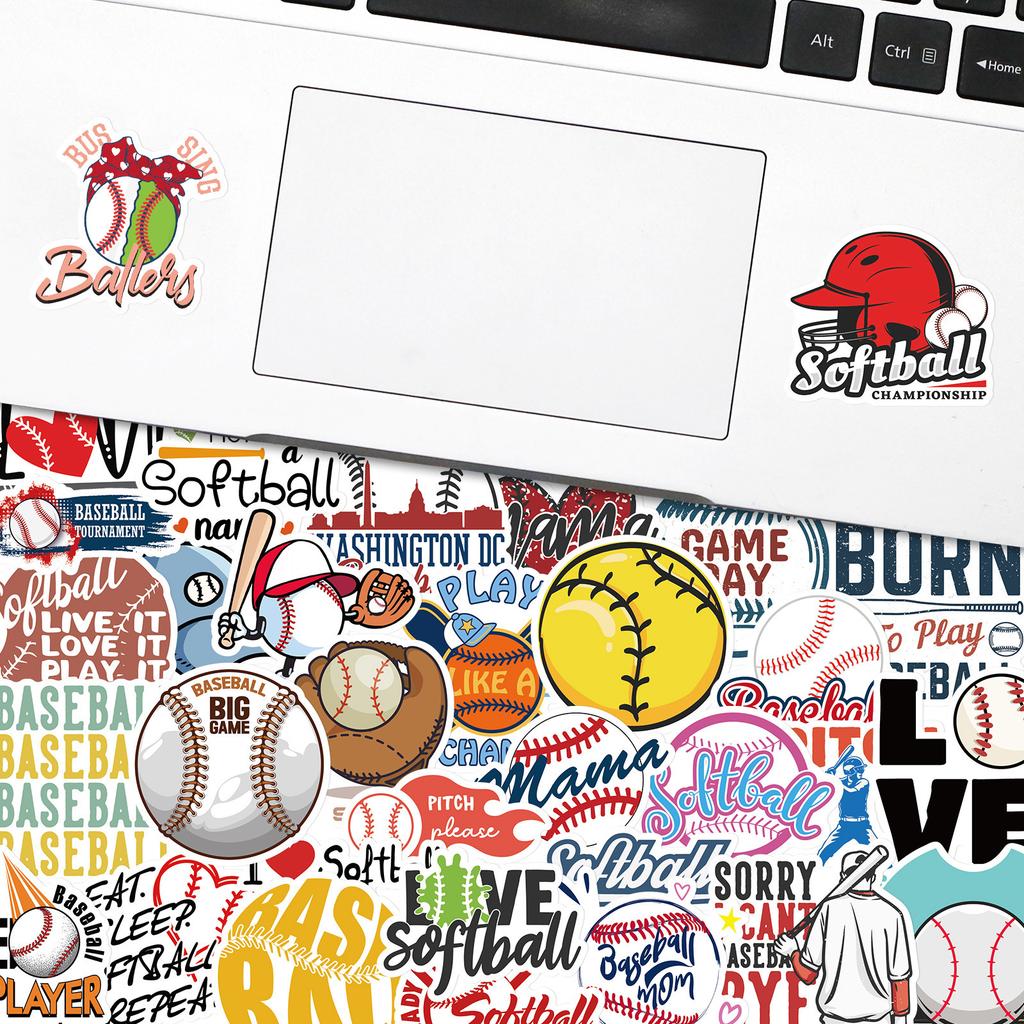 50 Baseball Mixed Stickers Softball Ball Sports Graffiti Stickers Luggage Skateboard Waterproof Stickers