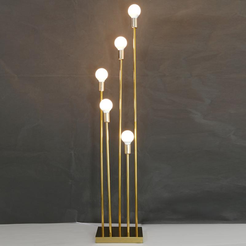 Reed Ceiling Light with 5 Dragon Ball Bubble Heads, Gold Pull-Tail Design, Ornament for Wedding or Lobby Decor.