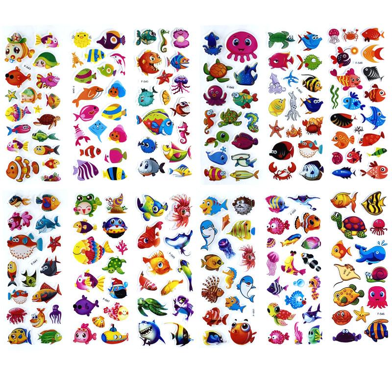 12 listů/balení Samolepky s motivem dortů, zmrzliny, sladkostí a jídla pro dětské hračky Kreslené 3D samolepky pro děti Scrapbooking DIY hračky