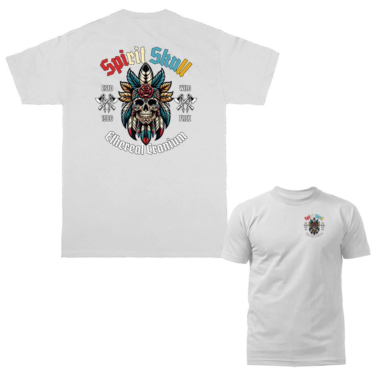 Spirit Skull Honor in Feathers Native American Headdress T-shirt S