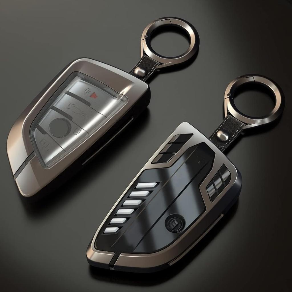 Alloy Car Key Case Rings Cover Holder for BMW 1 3 5 7 Series 530 F48 X1 X2 X3 X4 X5 X6 Classic Engine Head Concept (A Style Glod)