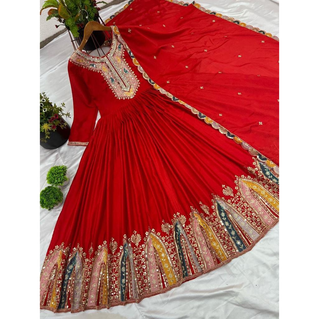 Indian Bollywood Pakistani Gown Dupatta Set Wedding Wear Designer Anarkali Suit VY-1391