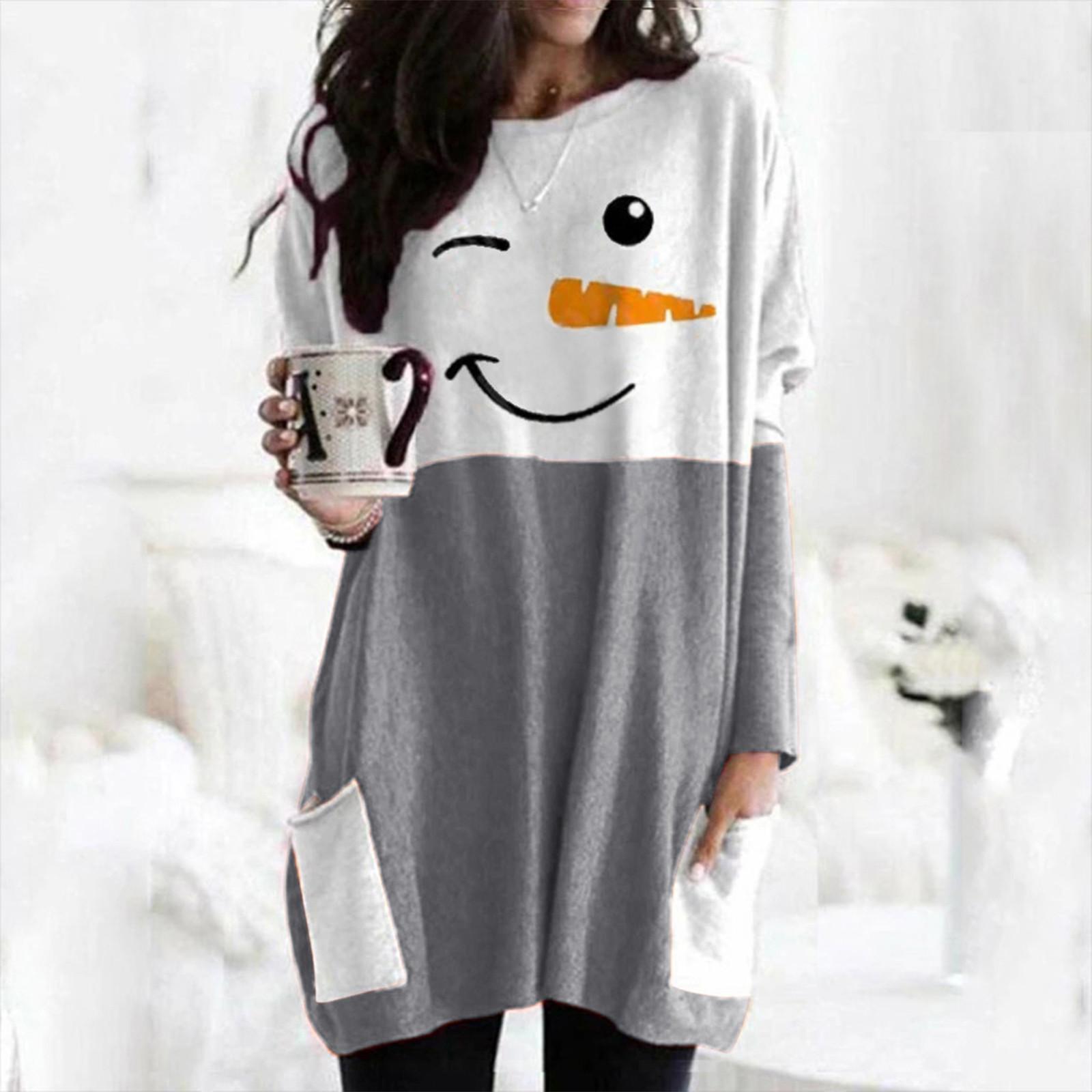 

Fashion Women Long Sleeve Christmas Printed O-Neck Tops Tee T-Shirt Blouse XXXL помаранчевий
