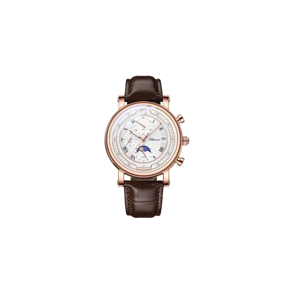 Starry Sky Men s Watch Leather Strap Analog Display Luminous Calendar Moon Phase 3ATM Waterproof Quartz Leisure Business Accessory