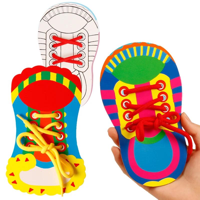 Shoelace Threading Teaching Toys Learn To Tie Shoelaces Toy Kids Toddlers Fine Motor Skills Toy Early Educational Toys Boys Girl