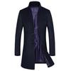 Autumn and Winter Men's Woolen Coat Fashion Monk Collar Woolen Trench Coat Men's Cotton Thickened Woolen Coat