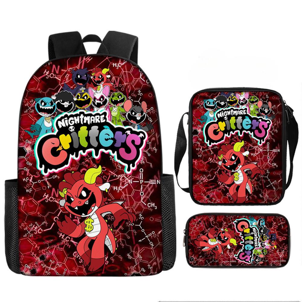 Poppy Playtime Chapter 4 Nightmare Critters Kids Backpack Oxford Lightweight School Bag With Cushion Straps For Elementary Students