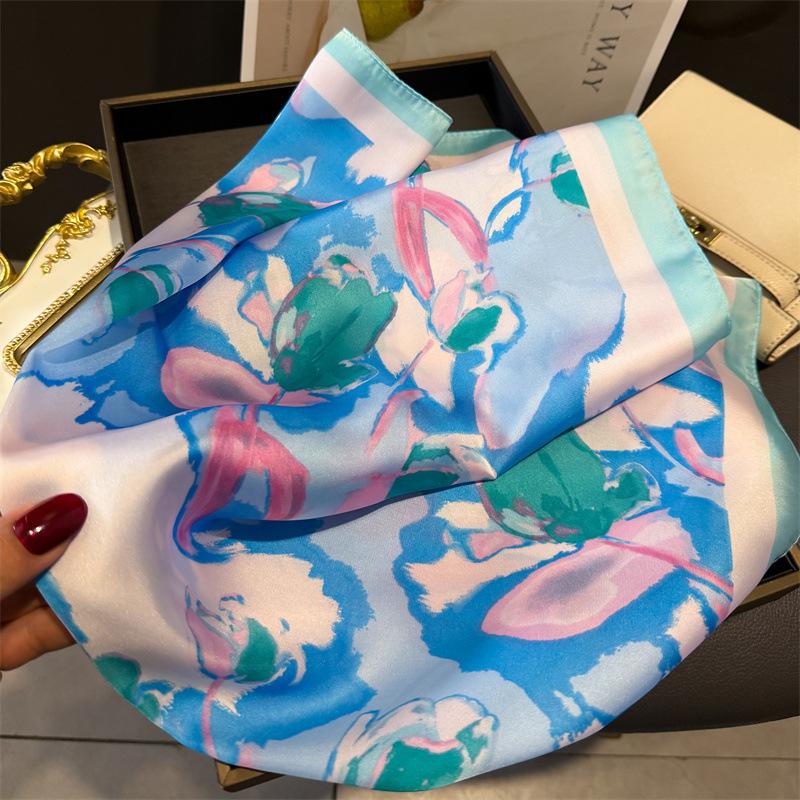 Luxury New Design Print Scarf Women Silk Scarves Bandana Hijab Neckerchief Shawl Kerchief Hair Band Foulard Lady