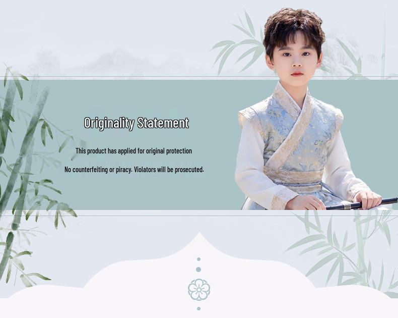 Boys' Hanfu Spring 2026: New Chinese-Style Tang Suit for Children - Handsome Ancient Costume